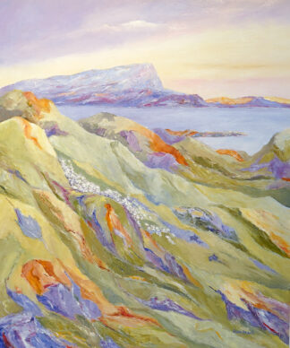 Gathering Sheep on Luing, oil on canvas painting by Alan Stark